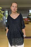 Made in Italy Love Shack Boho Smock Top Black 